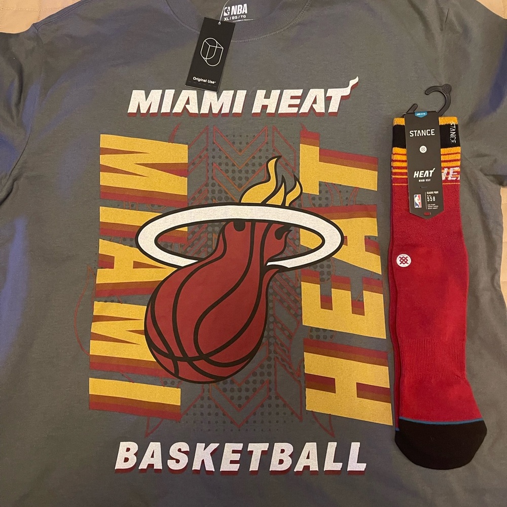 Miami Heat shirt and Stance socks bundle